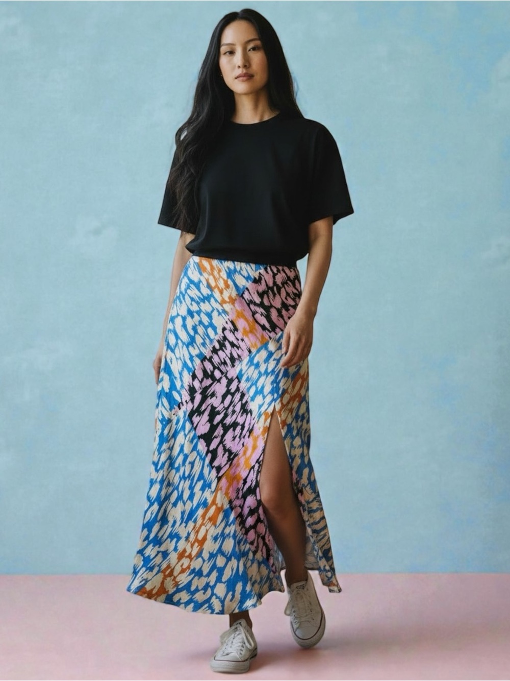 Corey Lynn Calter Abstract Print Midi Slip Skirt XS
